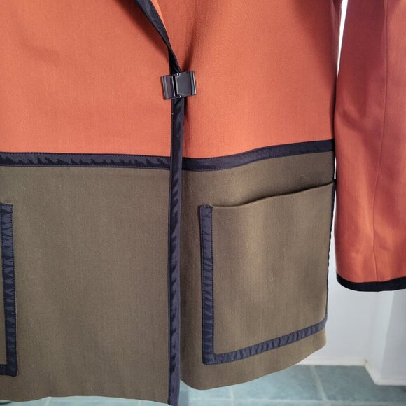 DON CASTER Woman’s Orange Colorblock Coat / Jacket (Size: Small) - Picture 6 of 16